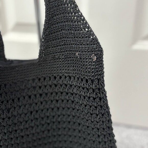 Pre-Loved Black Knit Hobo Bag Size 12" X 12" (Straps are 14" Long) - Picture 4 of 4